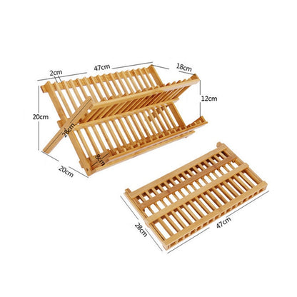Bamboo Foldable Dish Drying Rack Organizer by HitMyNeed