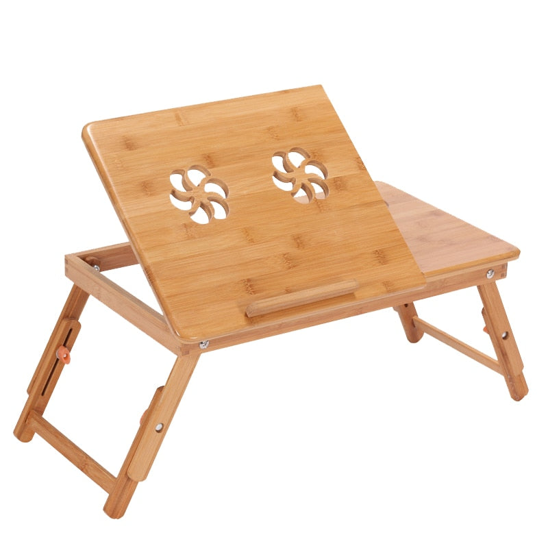 Bamboo Foldable Laptop Table with USB Cooling Fan by HitMyNeed
