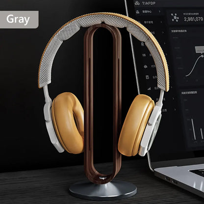 Bamboo Headphone Stand with Non-Slip Metal Base by HitMyNeed