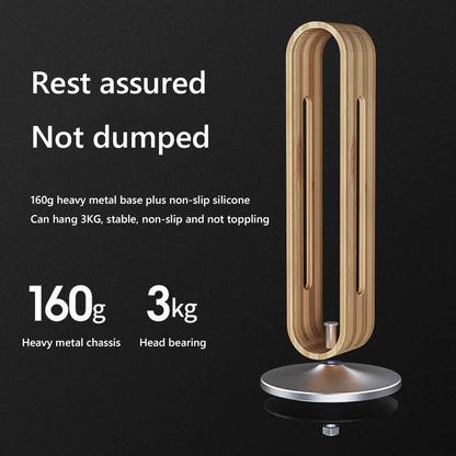 Bamboo Headphone Stand with Non-Slip Metal Base by HitMyNeed