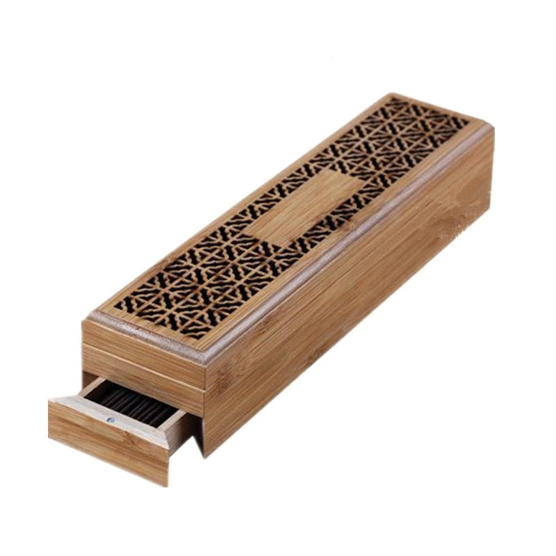 Bamboo Incense Stick Storage and Burner Box by HitMyNeed