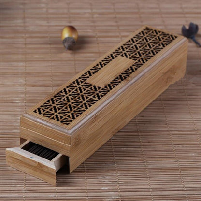 Bamboo Incense Stick Storage and Burner Box by HitMyNeed