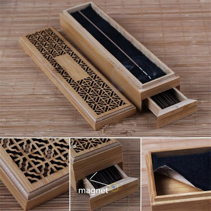 Bamboo Incense Stick Storage and Burner Box by HitMyNeed