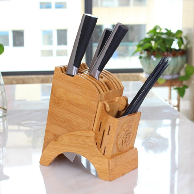 Bamboo Knife Stand Wooden Kitchen Organizer by HitMyNeed