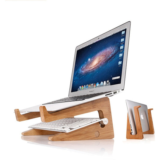 Bamboo Laptop Riser Cooling Stand with Keyboard Slot by HitMyNeed