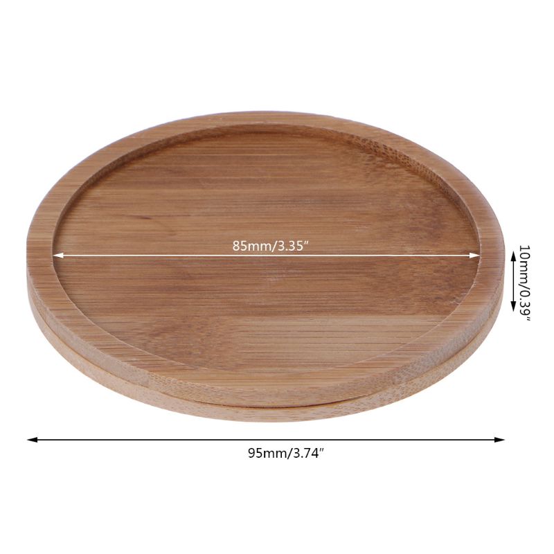 Bamboo Mini Plant Saucer Dish 9.5 cm by HitMyNeed