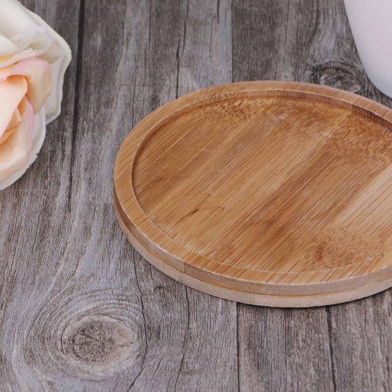 Bamboo Mini Plant Saucer Dish 9.5 cm by HitMyNeed