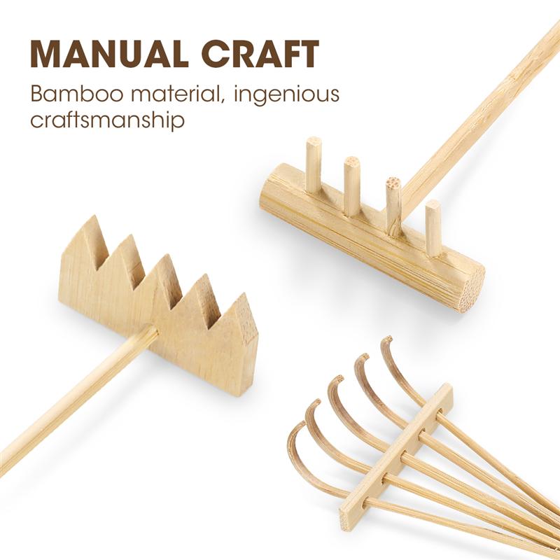 Bamboo Mini Zen Garden Rakes, 3-Piece Set by HitMyNeed