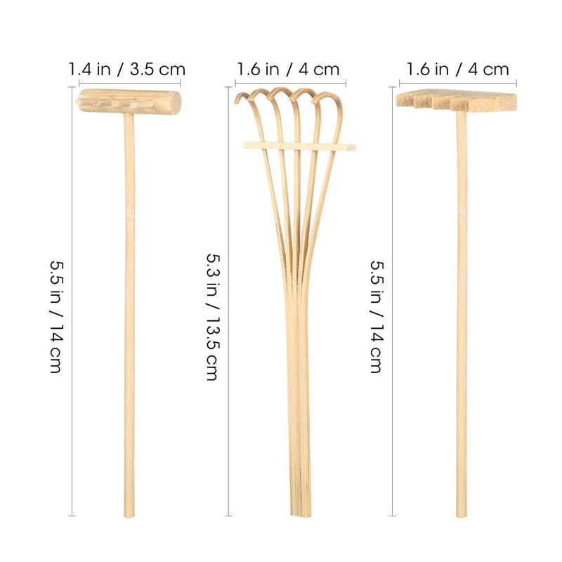 Bamboo Mini Zen Garden Rakes, 3-Piece Set by HitMyNeed
