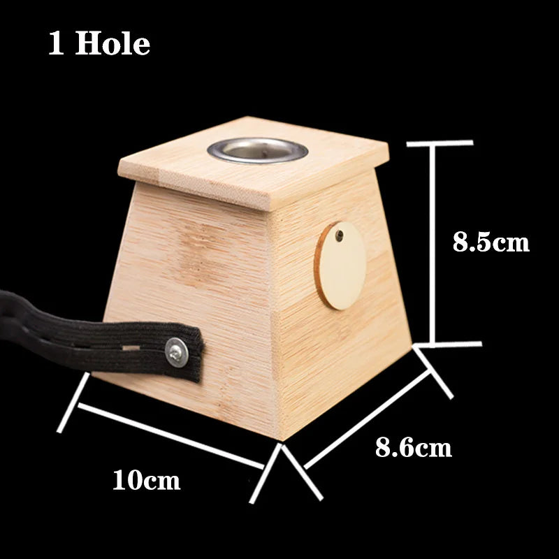 Bamboo Moxibustion Box with Moxa Stick Holder 1-hole by HitMyNeed