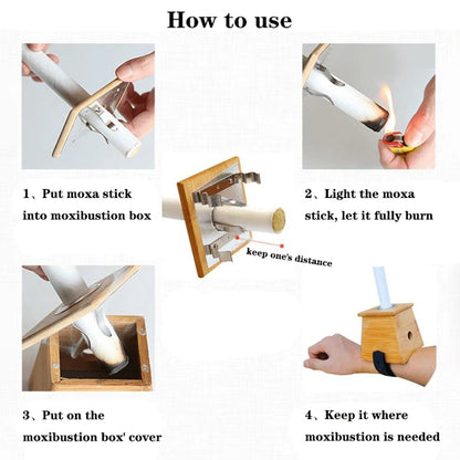 Bamboo Moxibustion Box with Moxa Stick Holder by HitMyNeed