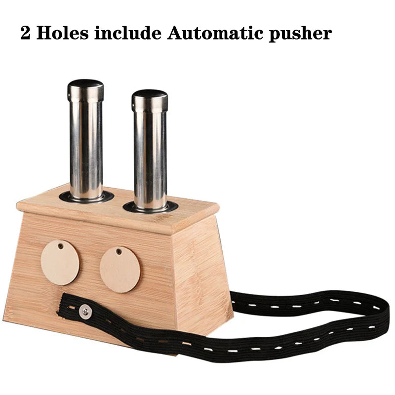 Bamboo Moxibustion Box with Moxa Stick Holder 2-holes-with-pusher by HitMyNeed