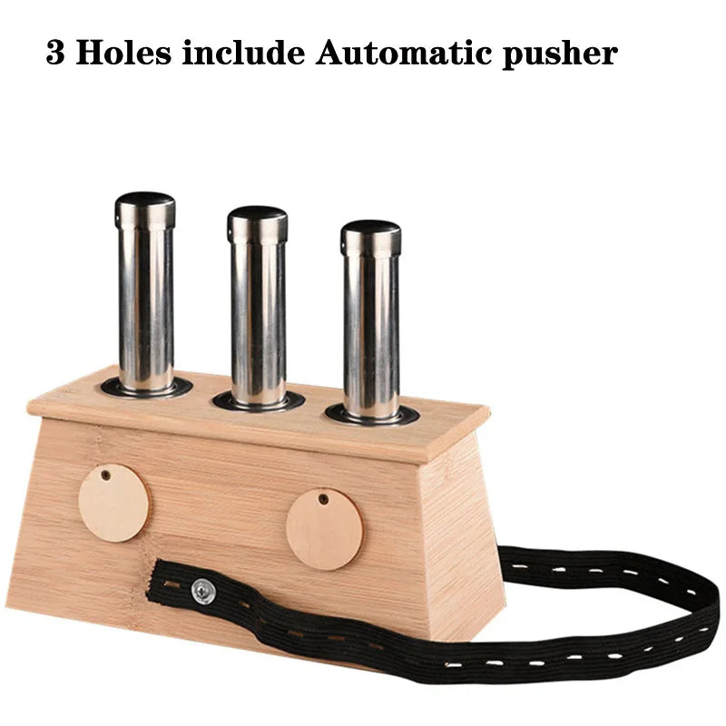 Bamboo Moxibustion Box with Moxa Stick Holder 3-holes-with-pusher by HitMyNeed