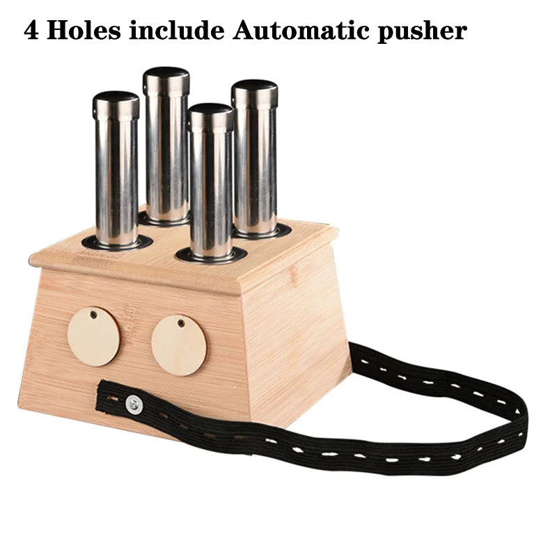 Bamboo Moxibustion Box with Moxa Stick Holder 4-holes-with-pusher by HitMyNeed