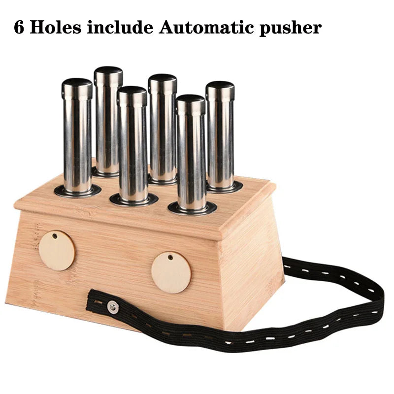 Bamboo Moxibustion Box with Moxa Stick Holder 6-holes-with-pusher by HitMyNeed