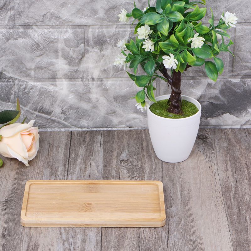 Bamboo Plant Pot Tray Wooden Saucer by HitMyNeed