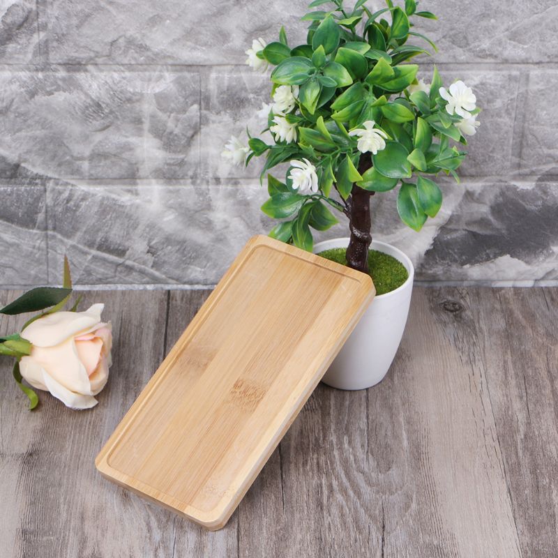 Bamboo Plant Pot Tray Wooden Saucer by HitMyNeed