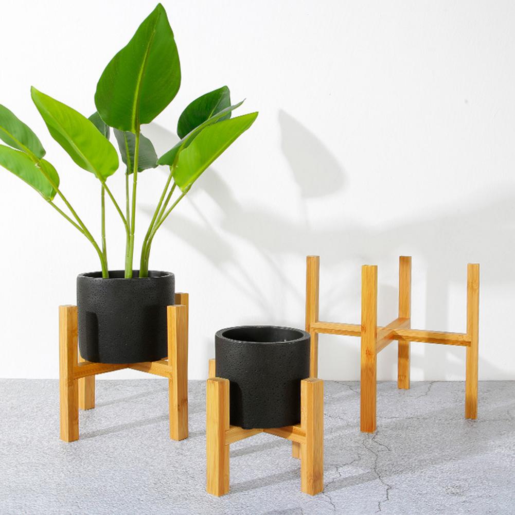 Bamboo Plant Stand Flower Pot Base for Indoor & Outdoor M: 14.3 x 11cm by HitMyNeed