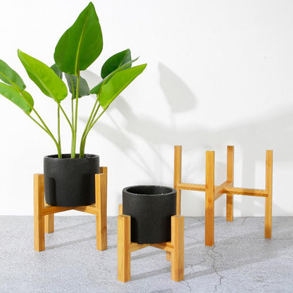 Bamboo Plant Stand Flower Pot Base for Indoor & Outdoor M: 14.3 x 11cm by HitMyNeed