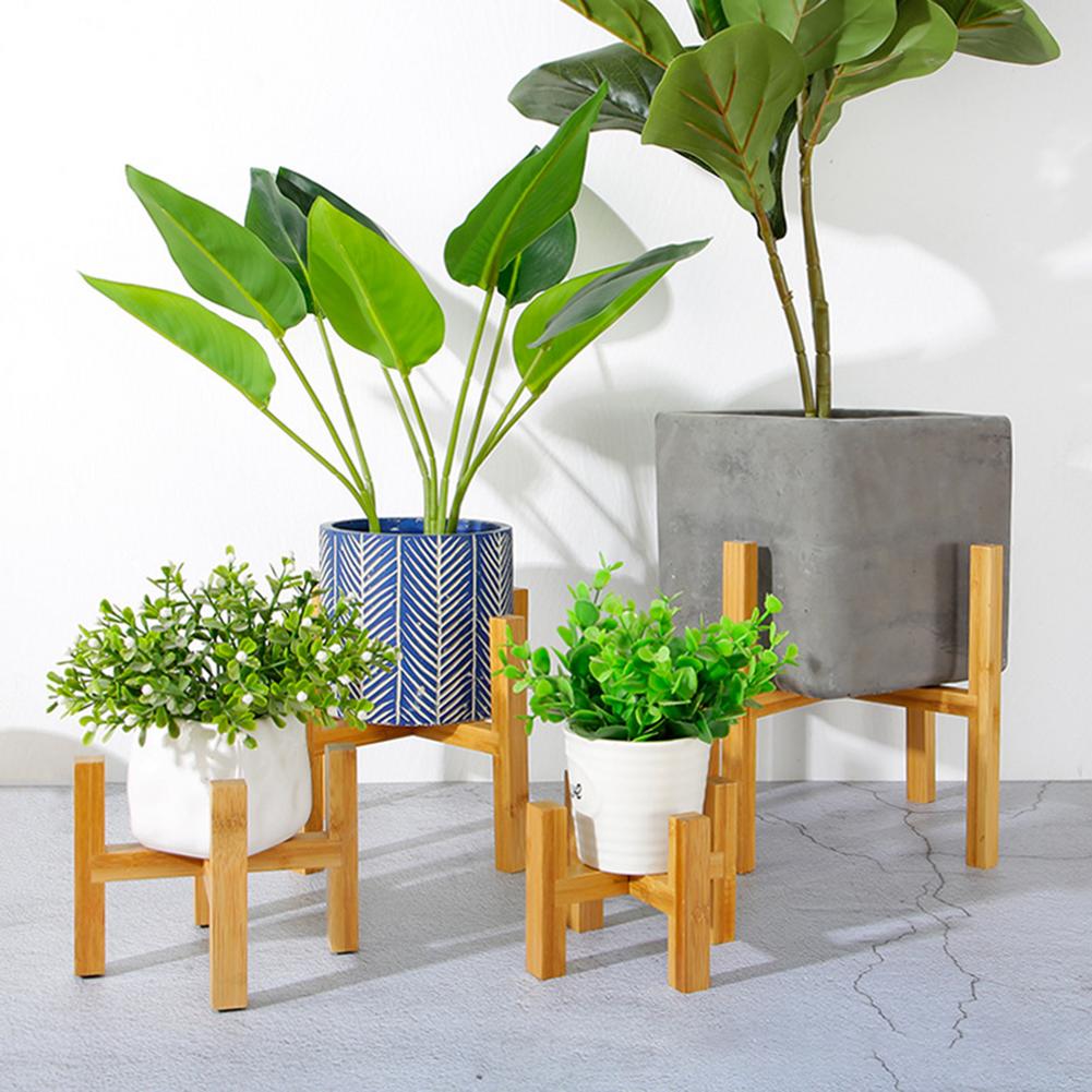 Bamboo Plant Stand Flower Pot Base for Indoor & Outdoor S: 12.3 x 9cm by HitMyNeed
