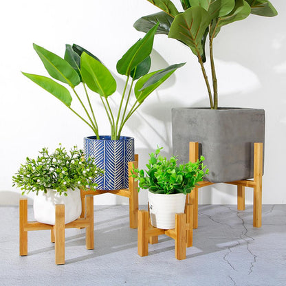 Bamboo Plant Stand Flower Pot Base for Indoor & Outdoor S: 12.3 x 9cm by HitMyNeed