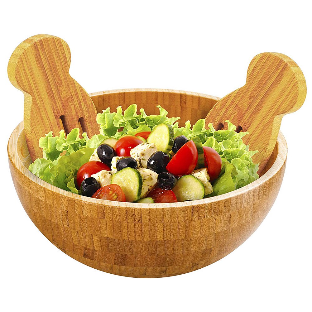 Bamboo Salad Bowl Natural Wood 14 x 6 cm by HitMyNeed