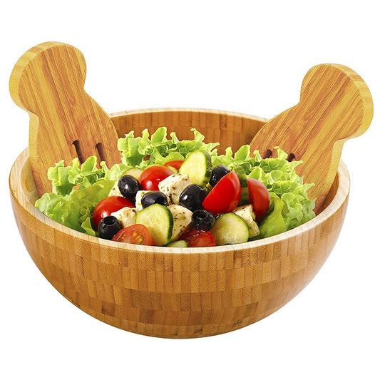 Bamboo Salad Bowl Natural Wood 14 x 6 cm by HitMyNeed