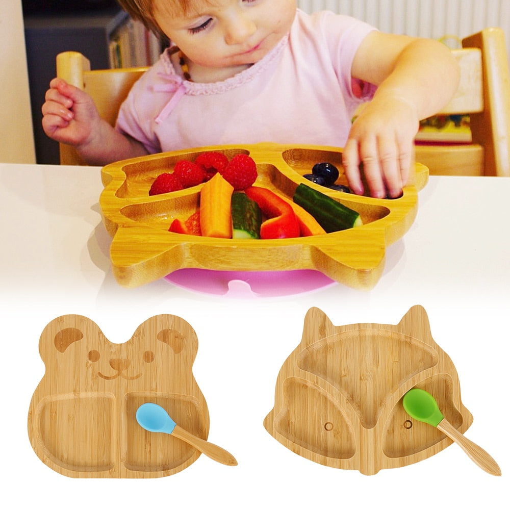 Bamboo Suction Baby Plate with Matching Spoon by HitMyNeed