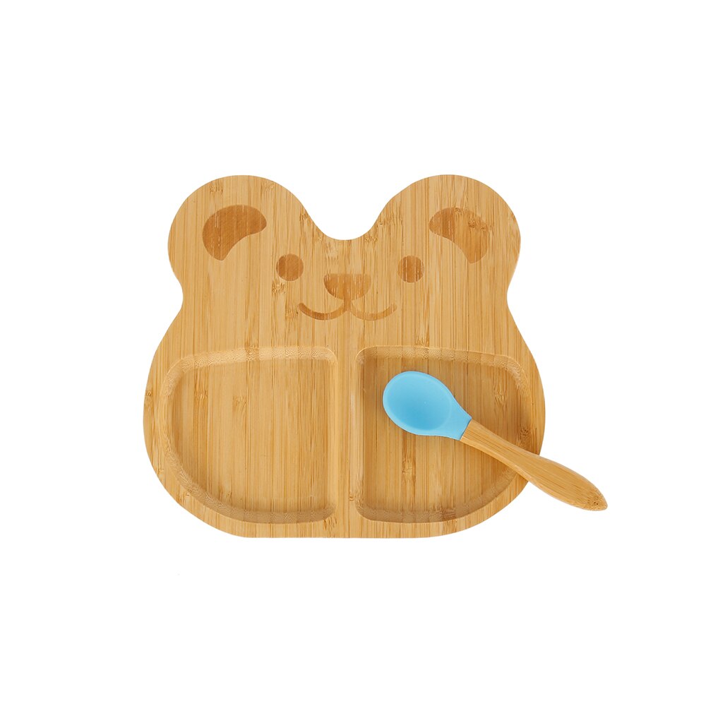 Bamboo Suction Baby Plate with Matching Spoon little-bear by HitMyNeed