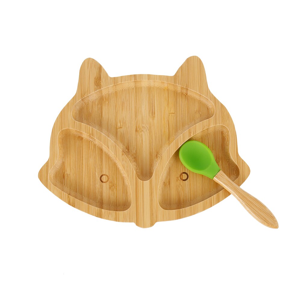 Bamboo Suction Baby Plate with Matching Spoon little-fox by HitMyNeed
