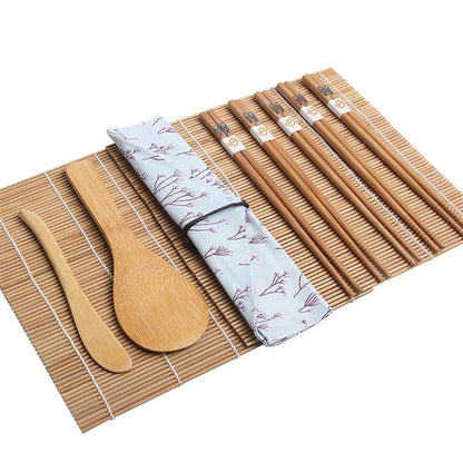 Bamboo Sushi Roller Kit with Pouch (15 Piece Set) by HitMyNeed