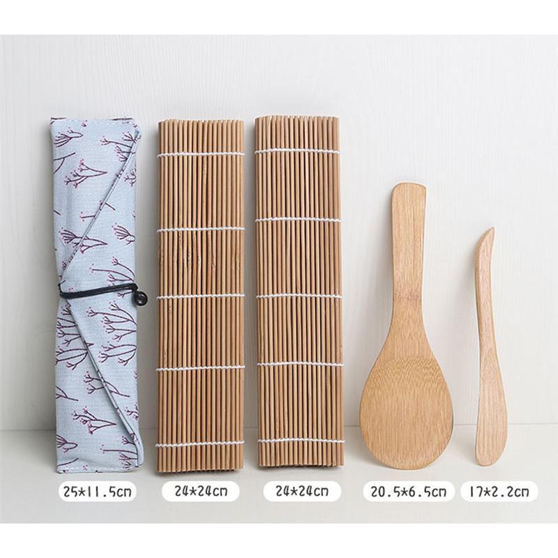 Bamboo Sushi Roller Kit with Pouch (15 Piece Set) by HitMyNeed