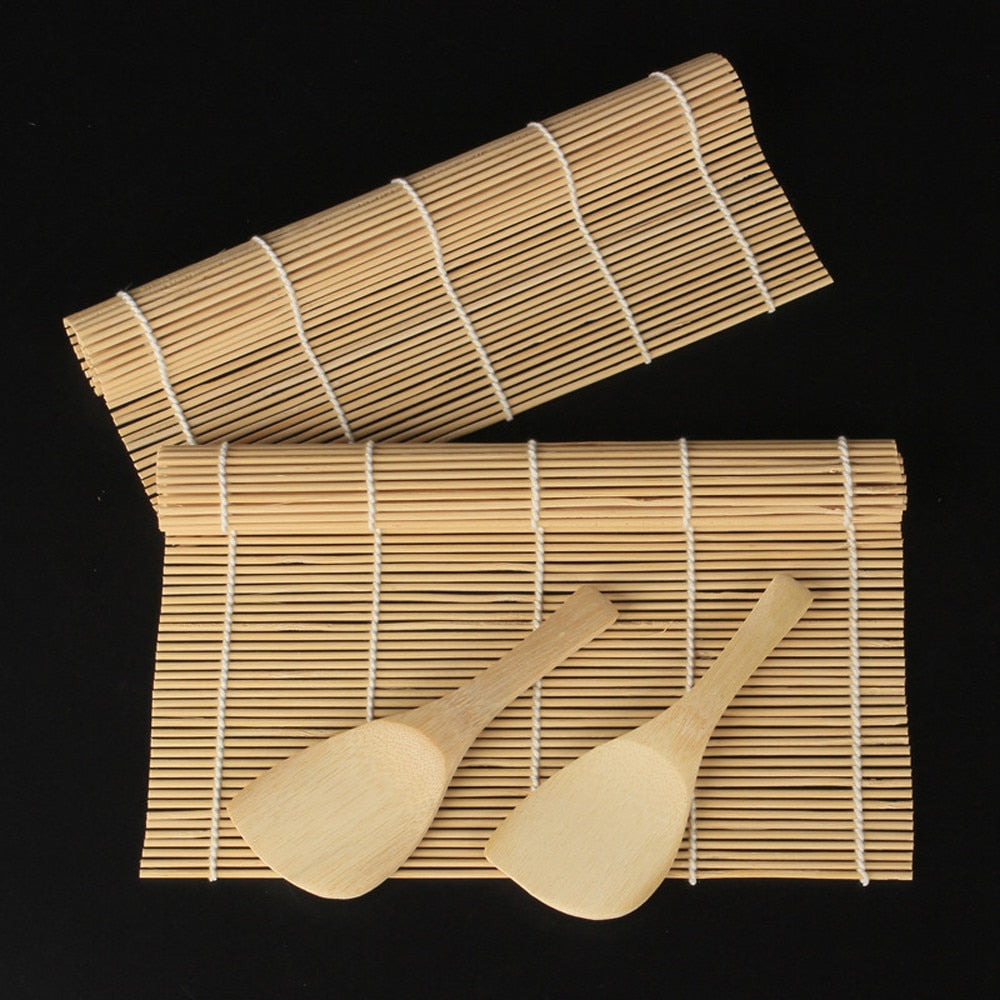 Bamboo Sushi Rolling Mat with Wooden Rice Spoon by HitMyNeed
