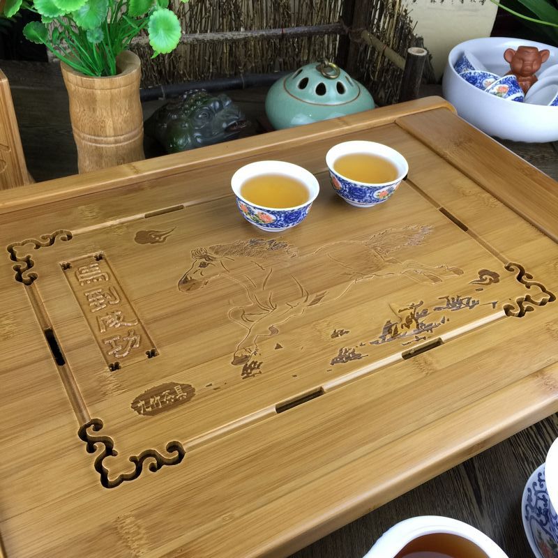 Bamboo Tea Tray with Drip Drawer by HitMyNeed