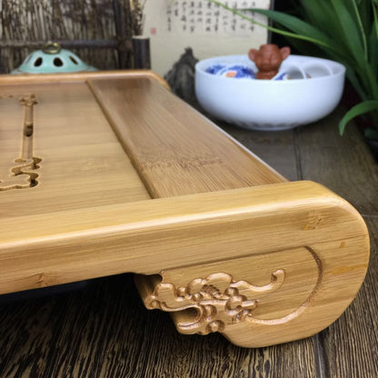 Bamboo Tea Tray with Drip Drawer by HitMyNeed