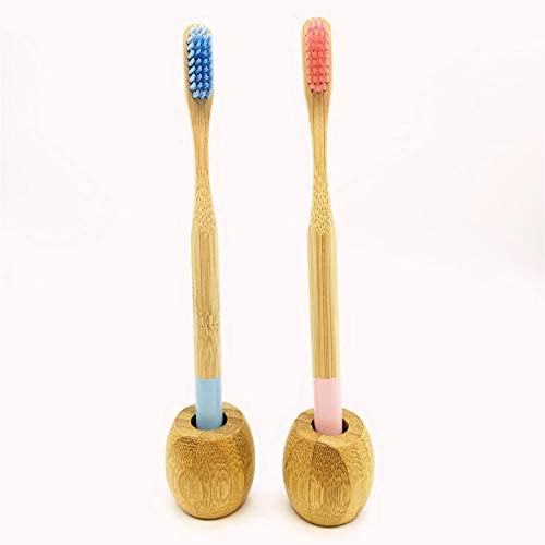 Bamboo Toothbrush Holder Wooden Stand by HitMyNeed