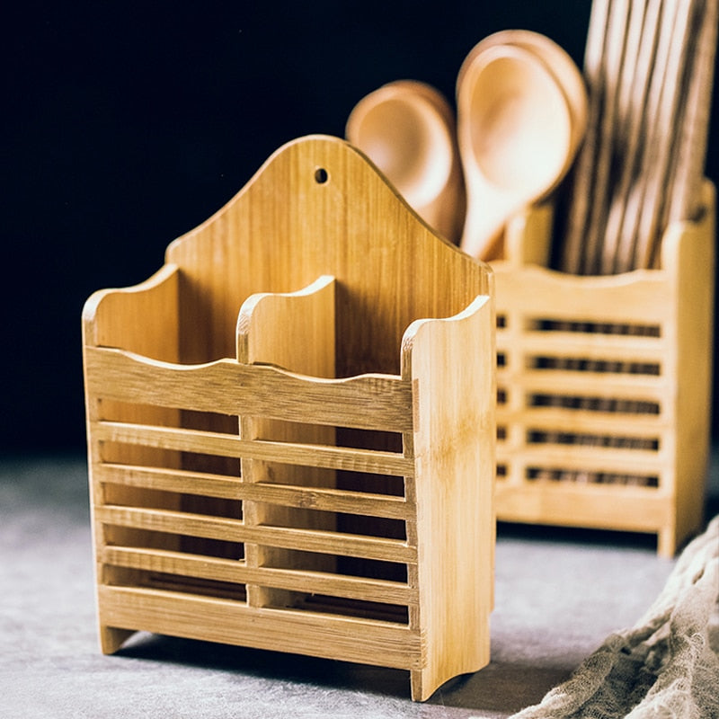 Bamboo Utensil Holder and Cutlery Organizer by HitMyNeed
