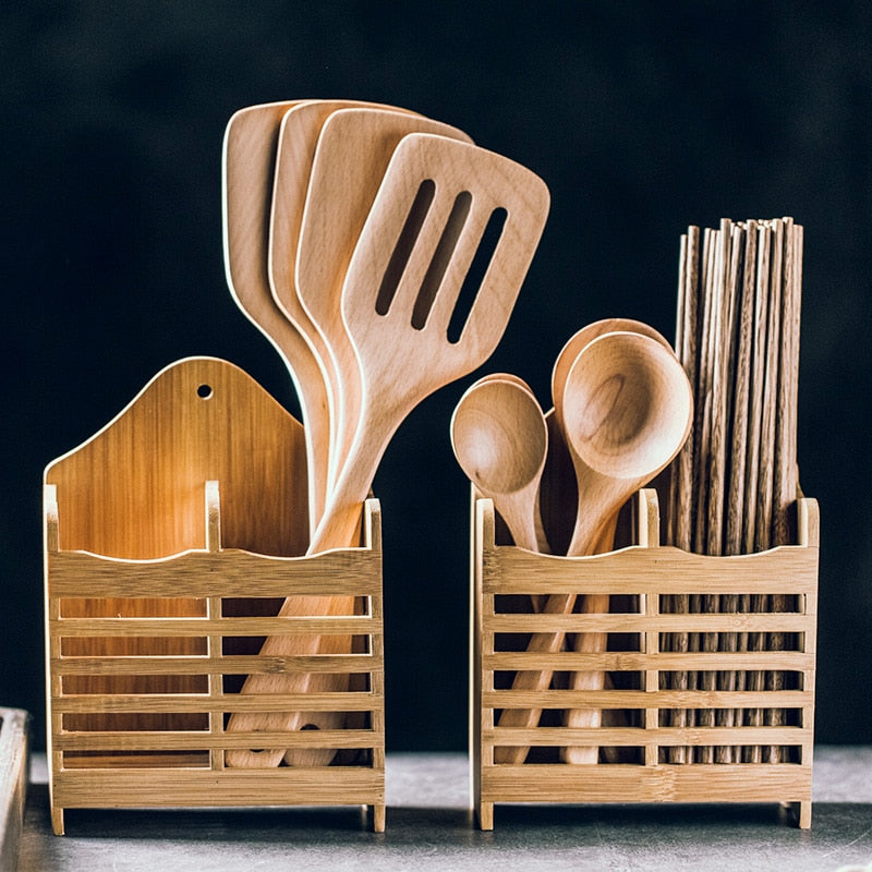 Bamboo Utensil Holder and Cutlery Organizer by HitMyNeed