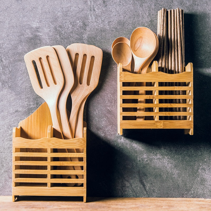 Bamboo Utensil Holder and Cutlery Organizer by HitMyNeed