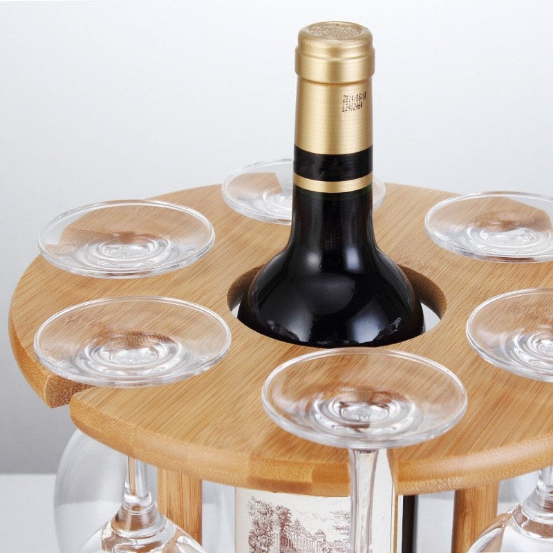 Bamboo Wine Glass Holder Drying Rack, 6 Slots by HitMyNeed