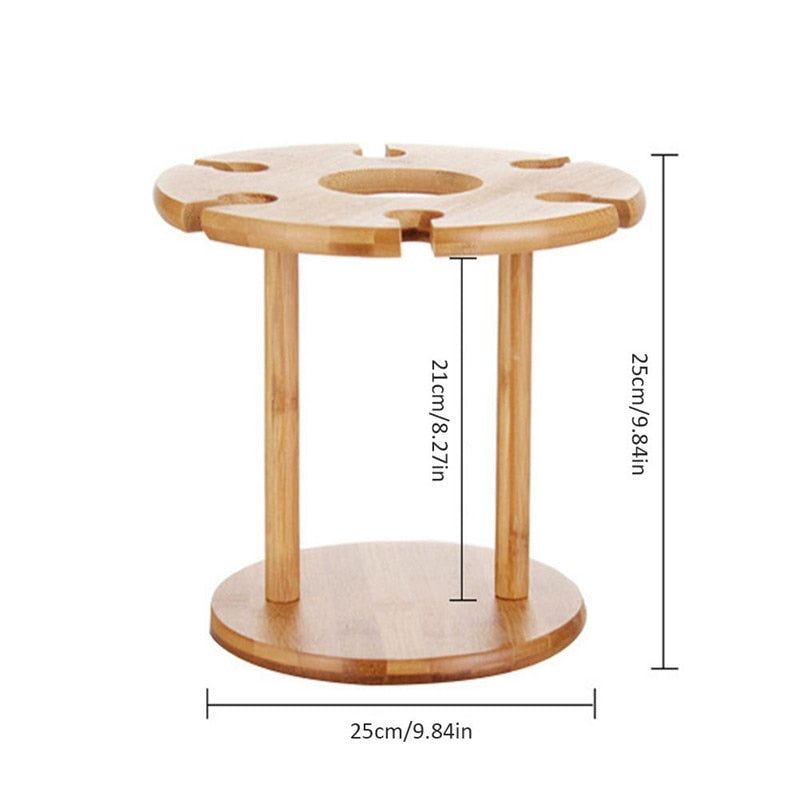 Bamboo Wine Glass Holder Drying Rack, 6 Slots by HitMyNeed