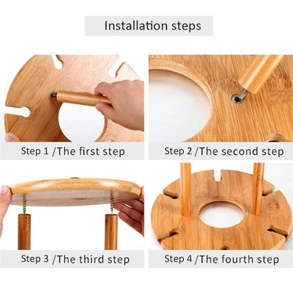 Bamboo Wine Glass Holder Drying Rack, 6 Slots by HitMyNeed
