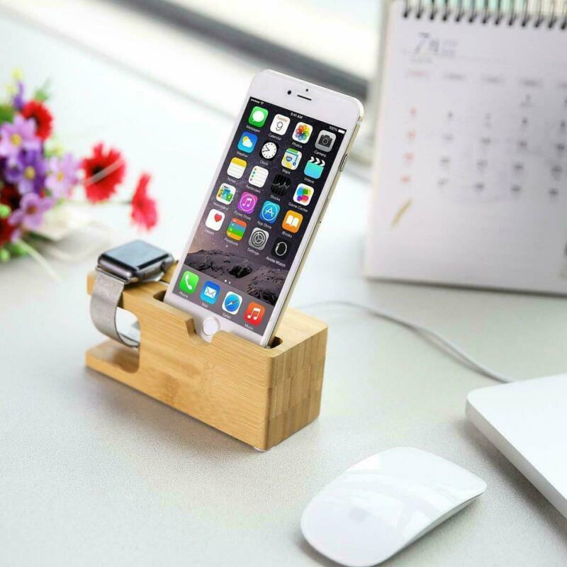 Bamboo Wood Charging Station for iPhone and Apple Watch by HitMyNeed