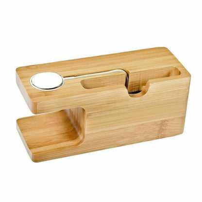 Bamboo Wood Charging Station for iPhone and Apple Watch by HitMyNeed