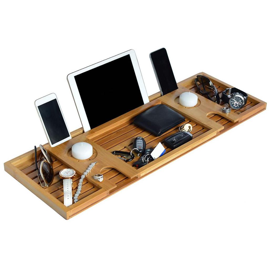 Bamboo Wooden Bath Tray with Adjustable Book Stand by HitMyNeed