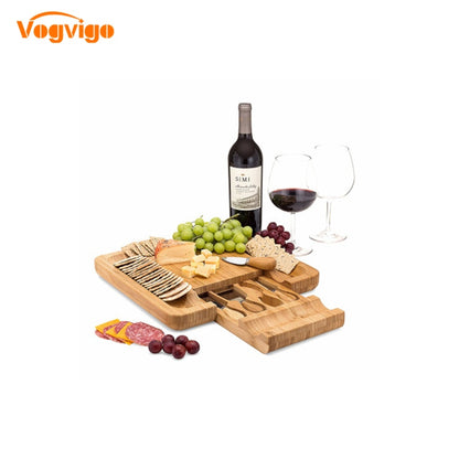 Bamboo Wooden Cheese Board with Sliding Drawer by HitMyNeed