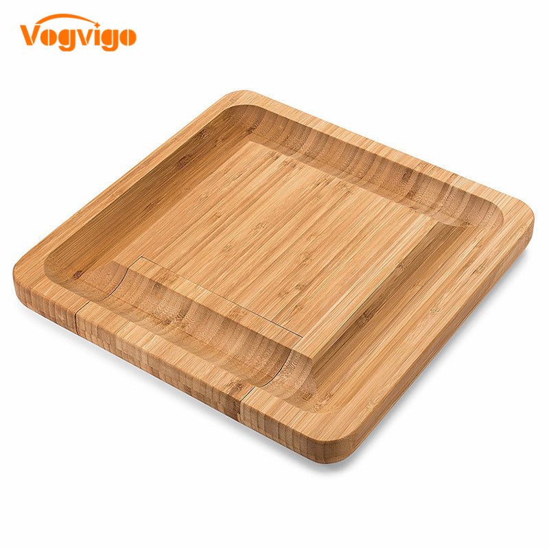 Bamboo Wooden Cheese Board with Sliding Drawer by HitMyNeed