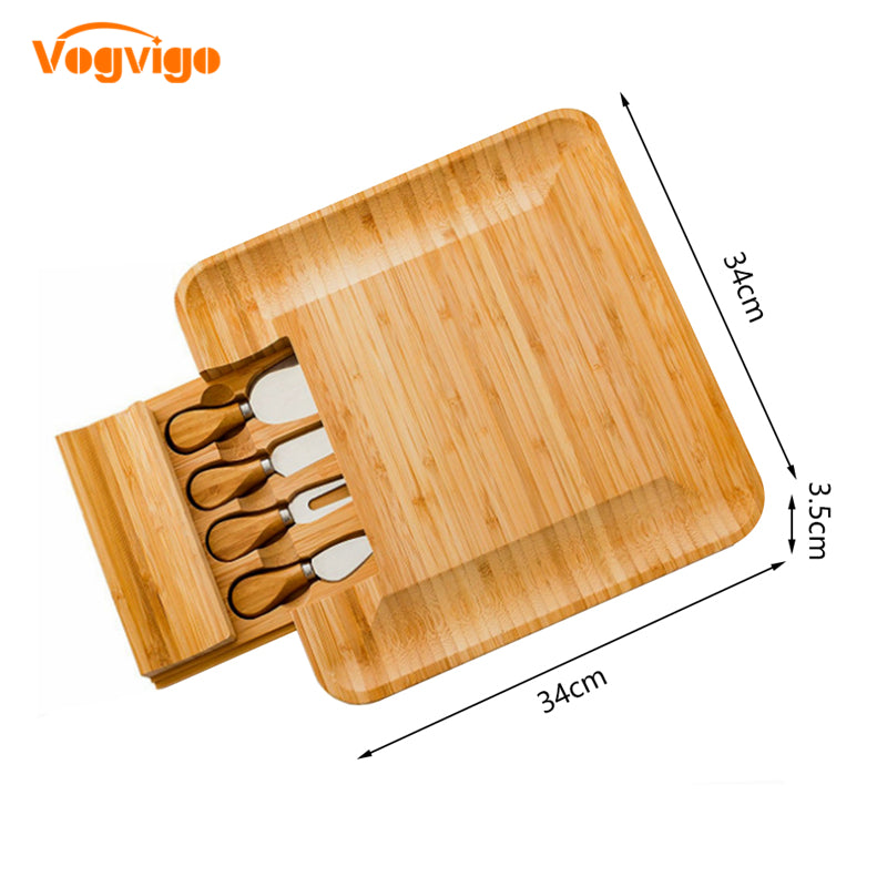 Bamboo Wooden Cheese Board with Sliding Drawer by HitMyNeed