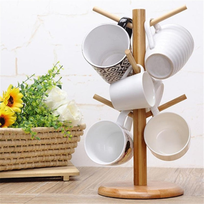Bamboo Wooden Coffee Mug Tree Stand by HitMyNeed