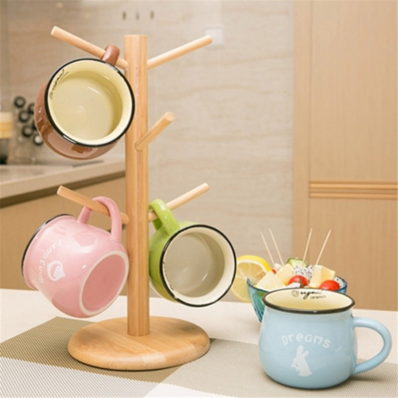 Bamboo Wooden Coffee Mug Tree Stand by HitMyNeed